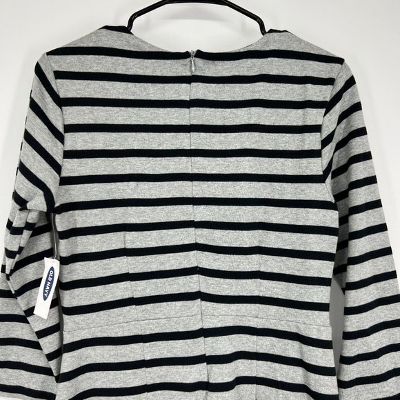 Old Navy Dress Ponte Knit Sheath Gray Black Stripe 3/4 Sleeve NWT - Picture 7 of 8